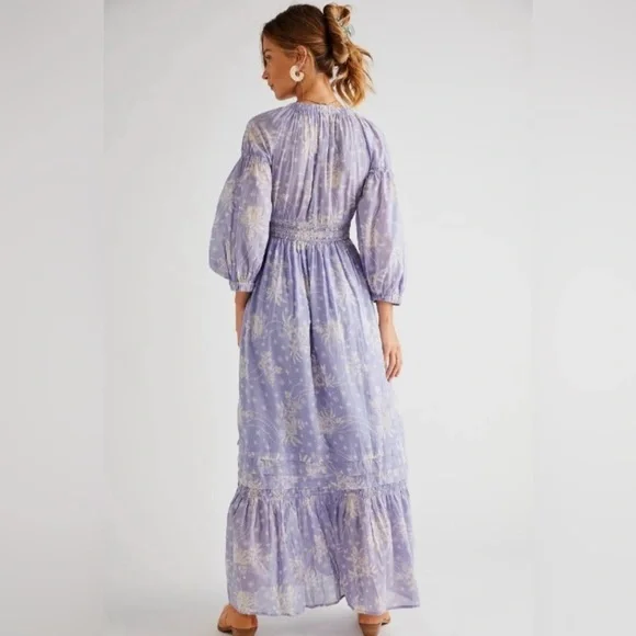 Free People Golden Hour Maxi Flowy Floral Sun Dress in Lavender Combo | Large - Picture 7 of 10